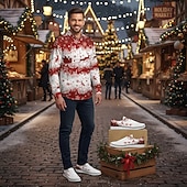 economico Scarpe di Natale da Uomo-Sneakers da uomo con stampa natalizia - auguri di buon Natale con fiocchi di neve scintillanti, scarpe casual in tela per viaggi di vacanza, riunioni di famiglia ed eventi natalizi