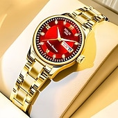 economico Orologi al quarzo-L'orologio al quarzo da donna è alla moda casual ed elegante con una scala digitale in strass e un quadrante luminoso con doppio calendario - La migliore scelta regalo per la Festa della Mamma per le