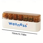 abordables almacenamiento de equipaje y viajes-2 pastilleros portátiles con recordatorio de medicación diaria – mini frascos de medicamentos de viaje, 7 días, 3 compartimentos, impermeables &amp;organizador a prueba de humedad