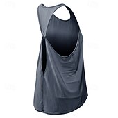 abordables Chemise pour femmes-Femmes Couleur Unie Débardeur Tee Shirt Fitness Ample Élastique Évacuation de la transpiration Respirant Tennis Pickleball Yoga Col ras du cou Top Noir Bleu Violet Vêtements de tennis