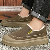 cheap Slip-On Casual Shoes-Men's Slip-on Brown Winter Shoes – Soft Fleece Lining, Trendy and Comfortable, Ideal for Daily Wear and Cold Weather Activities
