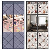 billige Skjerm for vindu og dør-Magnetisk flueskjermdør, vinterdørgardin i bomull med vindusdesign, fortykket termisk isolert vindtett skillevegg for hjemmet, kaldsikker romdeler med trekk