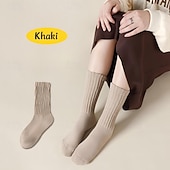 זול גרביים לבית-גרביים רפויות לנשים, גרבי מגפיים מרופדות לבנות, סרוגות עבות ואריכות ימים, אופנתיות רחוב, אופנתי, סתיו חורף, קז'ואל, ספורטיבי, חמים ונעימים, גרביים לנשים