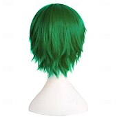  Zelené paruky syntetická paruka rovná s ofinou krátká zelená syntetická vlasy pro ženy měkká móda