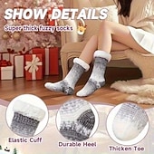 tanie ogrzewanie i chłodzenie-1 para damskich puszystych skarpet-kapci, pluszowych, wyściełanych skarpet podłogowych na jesień &amp;zimowe, antypoślizgowe, grube, ciepłe, pluszowe skarpetki, 6 kolorów dostępnych, prezent na Święto