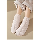 economico calzini da casa-Calzini invernali caldi da notte per donna e uomo, foderati in pile spesso, calzini anti-freddo in peluche, morbidi e comodi, antiscivolo, a metà polpaccio