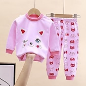 billiga Pyjamas-Småbarn Pojkar 2 delar Pyjamasset Långärmad Z17 Z29 Z13 Ensfärgat Djur Vår Höst Förtjusande Hem 7-13 år
