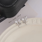 economico Orecchino da donna-orecchini pendenti in argento con fiocco, cristallo trasparente e ciondolo a croce – eleganti orecchini pendenti per donna