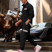 Χαμηλού Κόστους βασικές φόρμες-Ανδρικά Πουλόβερ Φόρμα Σετ ρούχων Jachetă Πέτο ΕΞΩΤΕΡΙΚΟΥ ΧΩΡΟΥ Καθημερινά Αθλητικά Κορδόνι Κουμπί επάνω Τσέπη Ταινία Μαύρο Ρουμπίνι Καφέ Πολυεστέρας Ρούχα Γυμναστικής Μοντέρνα Κομψό στυλ street