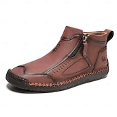 abordables Botines-Botas de senderismo de piel sintética de primera calidad para hombre: calzado resistente con cierre de cremallera para aventuras al aire libre y uso casual.