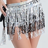 cheap Belly Dancewear-Samba Dancewear Belly Dance Performance Costume Sequin Tassel Hip Scarf Bead Waist Chain Indian Dance Performance Waist Scarf.l Performance Costume