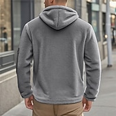 cheap Casual Jackets-Men's Winter Coat Teddy Coat Casual Jacket Outdoor Casual Thermal Warm Pocket Full Zip Fall Winter Plaid Streetwear Sports &amp; Outdoors Hooded Regular Dark Gray Black Navy Blue Khaki Jacket