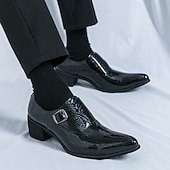 baratos Sapatos de monge-Mocassins masculinos azuis de verniz com fivela - calçado formal elegante para eventos especiais e trajes de noite.