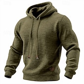 baratos hoodies básicos dos homens-Homens Moletom Moletons Waffle Moletom com capuz Adamascado Preto Branco Verde Tropa Vermelho Com Capuz Tecido Textura Casual Diário Desportos e Ar livre Roupa de rua Legal Roupa de Esporte Primavera
