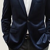 billige Blazer-Herre Fløyelsblazere Halskrage Mote Klassisk Fritid Ensfarget Fløyelsblazer Svart Burgunder Mørkeblå Skreddersydd Enkelt Brystet Enn-knapp