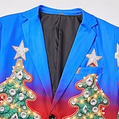 halpa Joulukuusi asu-Christmas Miesten Joulukuusi Blazer-takki Mukava Taiteellinen Vapaa-aika Juhla-iltavaatteet Päivittäin Festivaali Napit Painettu Kevät Syksy Talvi Lovikäänne Pitkähihainen Punainen 1 Rubiini Sininen