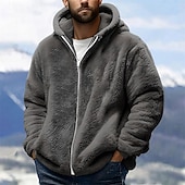 economico Felpa con cappuccio in pile-Per uomo Felpa con cappuccio Felpa con cappuccio a zip intera Giacca in Pile Nero Rosa Verde militare Blu marino Blu Reale Con Cappuccio Semplice Tasca Sport &amp; Outdoor Quotidiano Ferie Poliestere