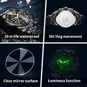 baratos Relógios Quartz-O Novo Relógio de Negócios Masculino Olevs com Pulseira de Aço Luminosa Crônometro Pequeno com Três Ponteiros Exibição de Dia da Semana Relógio de Quartzo Multifuncional Casual à Prova D'água