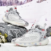 abordables Zapatillas Informales-Hombre Zapatillas de deporte Zapatos de Navidad Forro de Lana Zapatos para correr Zapatos de Paseo Casual Punto Cómodo Antideslizante Transpirable Botines / Hasta el Tobillo Cordones Negro Blanco Rojo