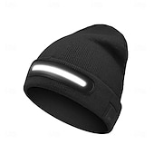 cheap Beanie Headphones-Knitted Headlight Hat New Outdoor LED Lighting Hat USB Rechargeable 1.5-3W Power Supply Battery Button Control Type-C Charging Suitable for Night Cycling and Running Headwe Valentine's Day Gift