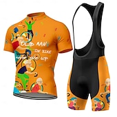 Χαμηλού Κόστους Ανδρικά σύνολα ένδυσης-Ανδρικά Φανέλα ποδηλασίας Αθλητική φανέλα και σορτς ποδηλασίας Κοντομάνικο Ποδηλασία Βουνού Ποδηλασία Δρόμου Καλοκαίρι Άνοιξη Κίτρινο Πορτοκαλί Πράσινο του τριφυλλιού Κινούμενα σχέδια Γεωμετρικό