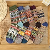 お買い得  メンズソックス-男性用 5ペア マルチパック ソックス ランニングソックス カジュアルソックス Multi Color カラー アーガイル柄 バケーション スポーツ 日常 ベーシック 温か生地 秋 冬 ファッション カジュアル