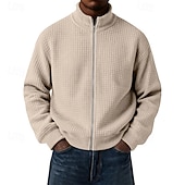 economico Giubbotti Casual-Per uomo Giacca Leggera Giacca a nido d'ape Giacca Casual All'aperto Vacanza Tasca Minimalista Primavera Autunno Inverno Semplice Vintage Streetwear Collo alla coreana Regolare Blu Nero Bianco Rosso