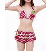 tanie Tankini i bikini do surfingu-Damskie Zestawy bikini Strój kąpielowy Kąpielówki Solidne kolory Stroje kąpielowe Czerwony Oddychający Bez rękawów - Surfing Plaża Pływacki Lato