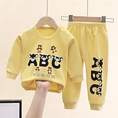 billiga Pyjamas-Småbarn Pojkar 2 delar Pyjamasset Långärmad Z17 Z29 Z13 Ensfärgat Djur Vår Höst Förtjusande Hem 7-13 år