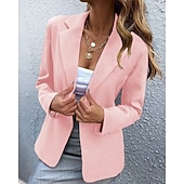 cheap Blazers &amp; Suits-Women's Suits Comfortable Buttons Elegant Fashion Daily OL Style Plain Formal Vacation Office Office / Career Regular Notch Lapel Regular Fit Long Sleeve Outerwear Black White Pink Summer Spring