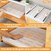 halpa Keittiön säilytysratkaisut-1 pakkaus ulosvedettävä kaappijärjestelijä ulosvedettävät liukuvat ruokakomeron hyllyt säilytykseen ilman rei'itystä keittiön alakaappien järjestämiseen, ruokakomeroon, kylpyhuoneeseen säädettävä