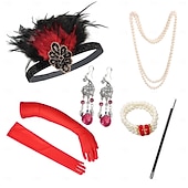 abordables Accesorios y más-Conjunto Rugido 20s 1920s Retro Antiguo Diadema de estilo flapper Para la Cabeza Conjunto de accesorios El gran Gatsby Chica de la aleta Pluma Disfraz Mujer Navidad Carnaval Mascarada Fiesta temática