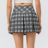 זול חצאיות וחצאיות קצרות לנשים-בגדי ריקוד נשים משובץ / משבצות אחיד חצאית קז'ואל חצאית טניס חצאיות קפלים חצאית ספורט אלסטי תומך זיעה נושם טניס פיקלבול יוגה תחתיות שחור לבן צהוב בגדי טניס