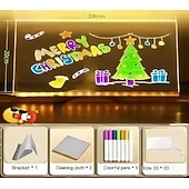 olcso Dísz- és éjszakai világítás-LED-es jegyzettábla színekkel, világító akril üzenőtábla, világító szárazon törölhető tábla masszív állvánnyal, interaktív fénnyel ellátott jegyzettábla, ötletgeneráló fehér tábla