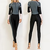 preiswerte One Pieces Rash Guards-Damen Ganzkörper-Rashguard Tauchanzug Badeanzug Bademode Farbblockierung mit integriertem BH UV Schutz Langarm Tauchanzüge Surfen Kanufahren Schnorcheln Winter