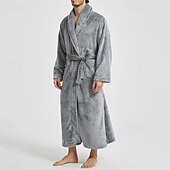 Недорогие Халаты-Муж. Домашняя одежда Ночная рубашка Ночная сорочка Банное платье Полотняное плетение Стиль Удобная обувь Дом Повседневные Хлопок Сохраняет тепло Дышащий V-образный вырез Длинный рукав Осень Зима