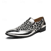 economico Mocassini-scarpe slip-on da uomo con stampa leopardata: calzature casual eleganti con dettagli dorati lucidi, ideali per feste, uscite serali ed eventi speciali