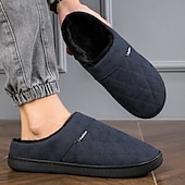 economico Ciabatte e infradito da uomo-Per uomo Pantofole &amp; Infradito Pantofole di peluche Foderato in pile Camminata Casual Quotidiano Pelle sintetica Caldo Confortevole Mocassino Nero Blu Inverno