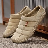 economico Ciabatte e infradito da uomo-scarpe slip-on trapuntate marroni da uomo con fodera in pile: calzature calde e comode per l'inverno e le uscite informali