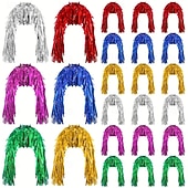 abordables Pelucas de carnaval-Peluca de carnaval 2026 Rubio Rosa Rojo Rizado Media Peluca sintética para festival Carnaval Desfile Cabello para disfraz de cosplay para Mujer