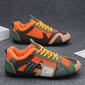 billiga Vardagssneakers-Herr Sneakers Fleecefoder Löpning Promenad Ledigt PU Läder Bekväm Halksäker Andningsfunktion Korta stövlar / ankelstövlar Snörning Mörkröd Orange Grön Sommar Vår Höst