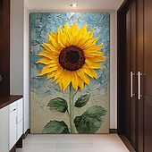 economico Quadri fiori/botanica-Dipinto originale a olio di girasole su tela, dipinto a mano ...