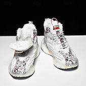 abordables Zapatillas Informales-Hombre Zapatillas de deporte Zapatos de Navidad Forro de Lana Zapatos para correr Zapatos de Paseo Casual Punto Cómodo Antideslizante Transpirable Botines / Hasta el Tobillo Cordones Negro Blanco Rojo