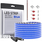 お買い得  ＬＥＤストリップライト-fcob cob ledストリップ 5mm幅 超狭幅 フレキシブル 高密度 均一光 16.4フィート DC24V 複数色あり CRI 90 調光可能 LEDリボン 家庭用室内装飾用 (コントローラーやアダプターは付属しません)