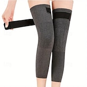 cheap Heating &amp; Cooling-1 Pair Heavy-Duty Winter Knee Warmers with Adjustable Anti-Slip Pads &amp; Plush - Thickened Unisex Leg Gaiters for Men &amp; Women Skiing Cold Weather (Grey Textile Knee Cover)