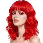 baratos Perucas de Carnaval-Peruca de Carnaval 2026 Vermelho Encaracolado Bob Curto Peruca sintética para festivais Mardi Gras Parada Cabelo para fantasia de cosplay para Feminino