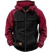 baratos Moletom Tático-Homens Moletom Full Zip Hoodie Moletom Tático Vermelho Vinho Preto Rosa Verde Tropa Azul Com Capuz Tecido Tático Desportos e Ar livre Diário Roupa de rua Legal Casual Inverno Primavera &amp; Outono Roupa