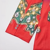 halpa Joulukuusi asu-Christmas Miesten Joulukuusi Blazer-takki Mukava Taiteellinen Vapaa-aika Juhla-iltavaatteet Päivittäin Festivaali Napit Painettu Kevät Syksy Talvi Lovikäänne Pitkähihainen Punainen 1 Rubiini Sininen