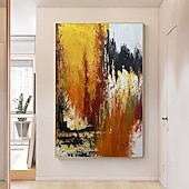 levne Abstraktní malby-Hang-malované olejomalba Ručně malované Vertikální Abstraktní Moderní Bez vnitřní rám
