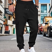 ieftine cargou-Bărbați Pantaloni de sport cargo Pantaloni Sport Joggeri Pantaloni Pantaloni Waffle Cordon Buzunar Talie elastică Simplu Confort Απαλό Zilnic În aer liber Concediu Vacanță Modă Negru Verde Militar